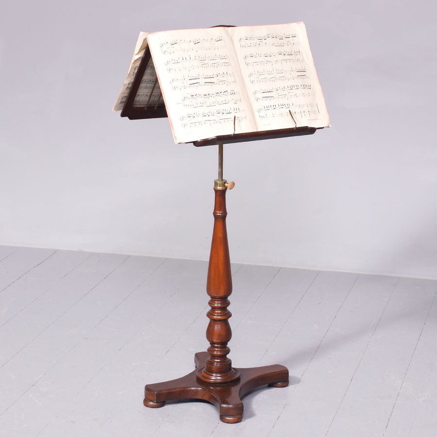 Antique Handmade Regency-Style Mahogany Adjustable Duet Music Stand