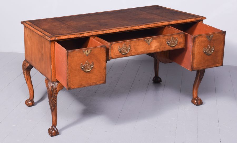 Antique Early Georgian-Style, Freestanding Figured Walnut Writing Desk