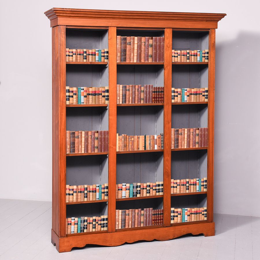 Late Victorian Tall Three-Section Walnut Open Bookcase