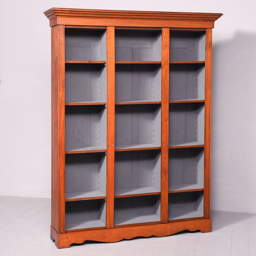 Antique Late Victorian Tall Three-Section Walnut Open Bookcase