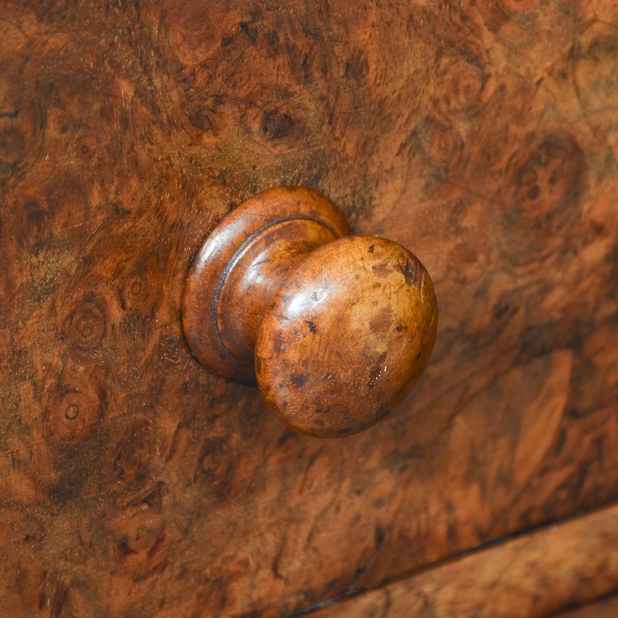 Antique Pair of Mid-Victorian Burr-Walnut Small Chest/Bedside Lockers