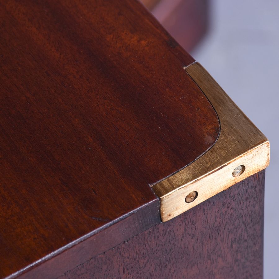 Antique Pair of Mid-Victorian Mahogany Brass-Bound, Small Military Chests/Bedside Lockers