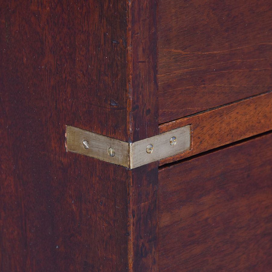 Antique Pair of Mid-Victorian Mahogany Brass-Bound, Small Military Chests/Bedside Lockers