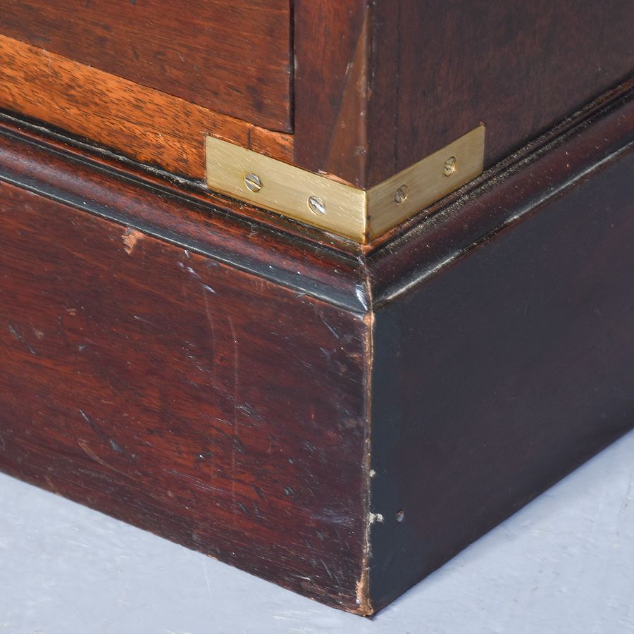 Antique Pair of Mid-Victorian Mahogany Brass-Bound, Small Military Chests/Bedside Lockers