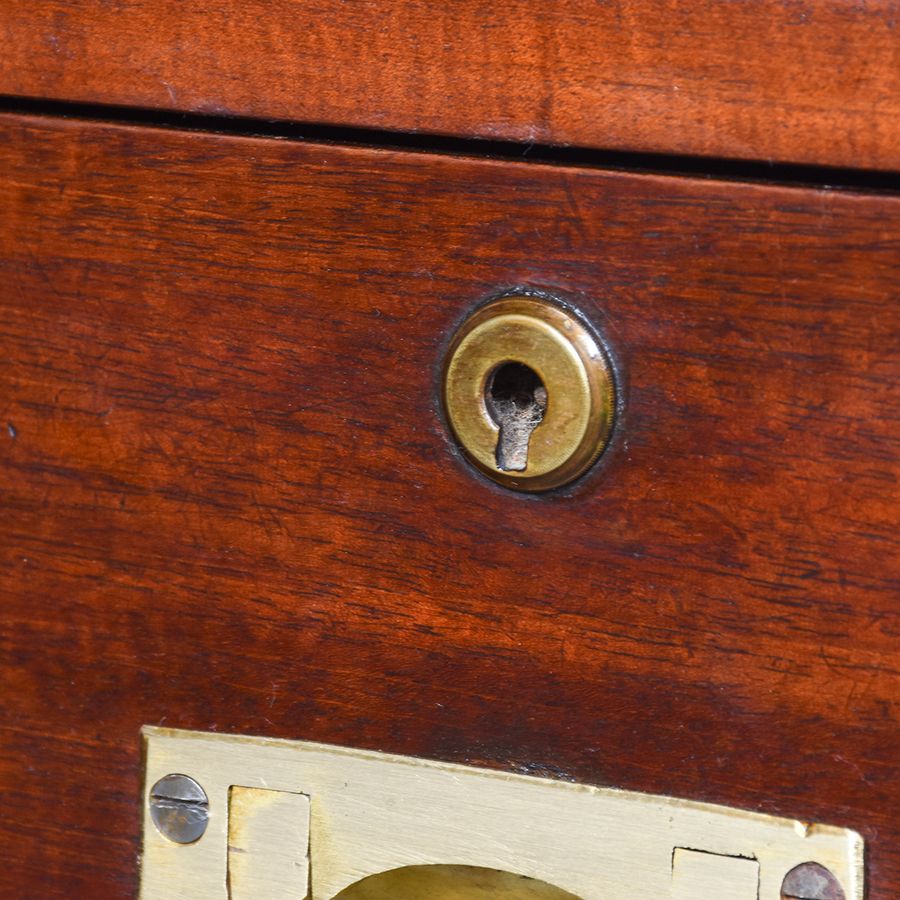 Antique Pair of Mid-Victorian Mahogany Brass-Bound, Small Military Chests/Bedside Lockers