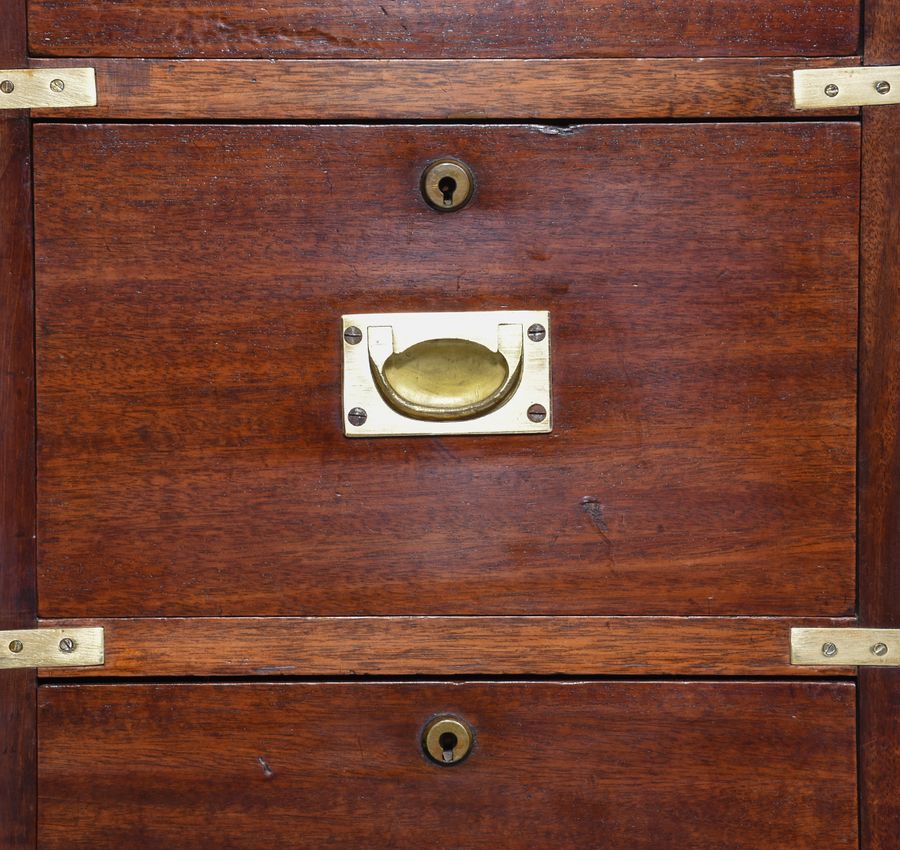 Antique Pair of Mid-Victorian Mahogany Brass-Bound, Small Military Chests/Bedside Lockers