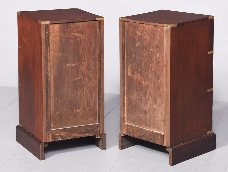 Antique Pair of Mid-Victorian Mahogany Brass-Bound, Small Military Chests/Bedside Lockers