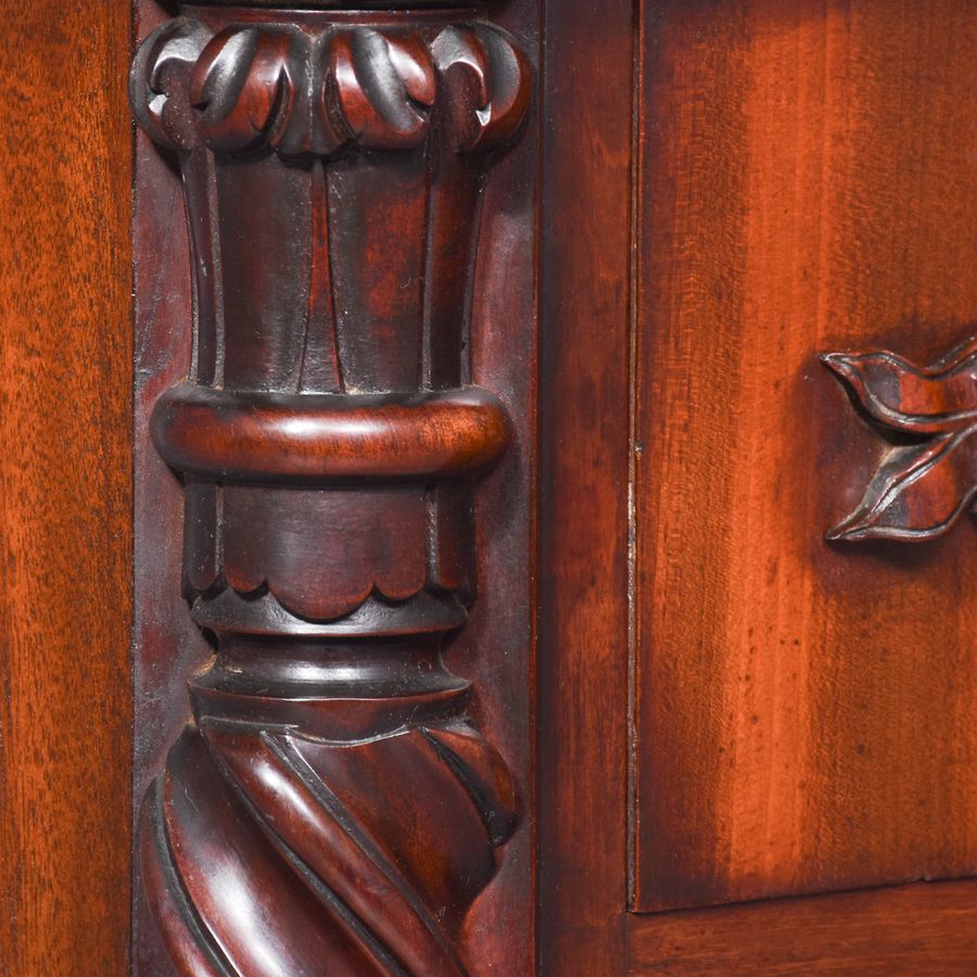 Antique Pair of Mid-Victorian Carved Mahogany Small Chest of Drawers/Bedside Lockers