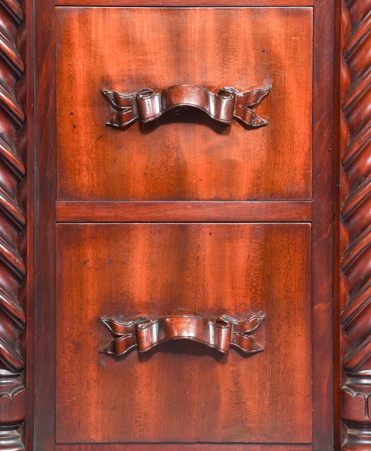 Antique Pair of Mid-Victorian Carved Mahogany Small Chest of Drawers/Bedside Lockers