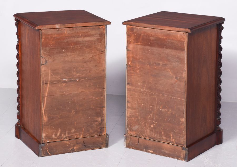 Antique Pair of Mid-Victorian Carved Mahogany Small Chest of Drawers/Bedside Lockers