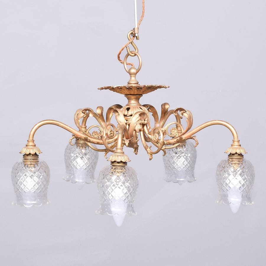 Elegant Gilded 5 lamp Chandelier