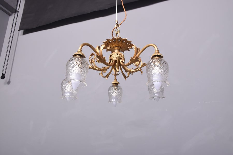 Antique Elegant Gilded 5 lamp Chandelier 