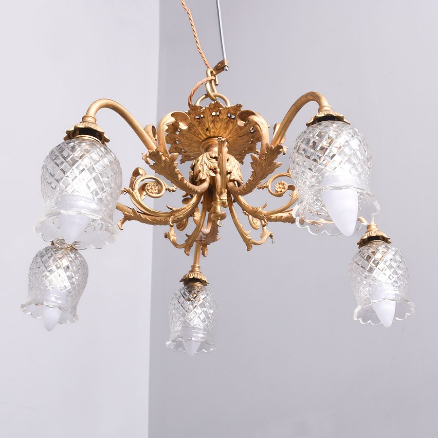 Antique Elegant Gilded 5 lamp Chandelier 