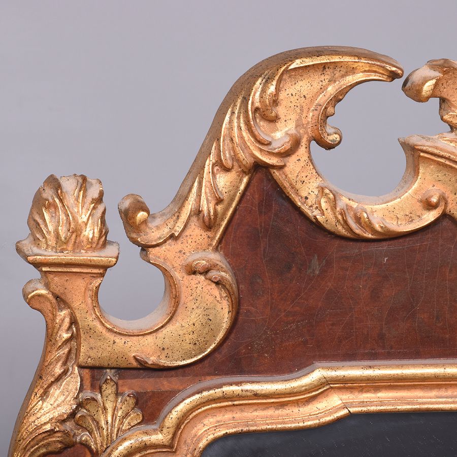 Antique Pair of George II Walnut and Gilded Mirrors