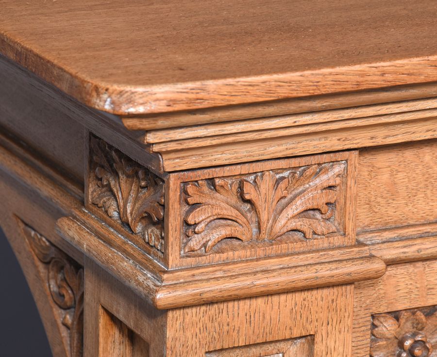 Antique A Pair of Large Gothic Style Oak Side Tables