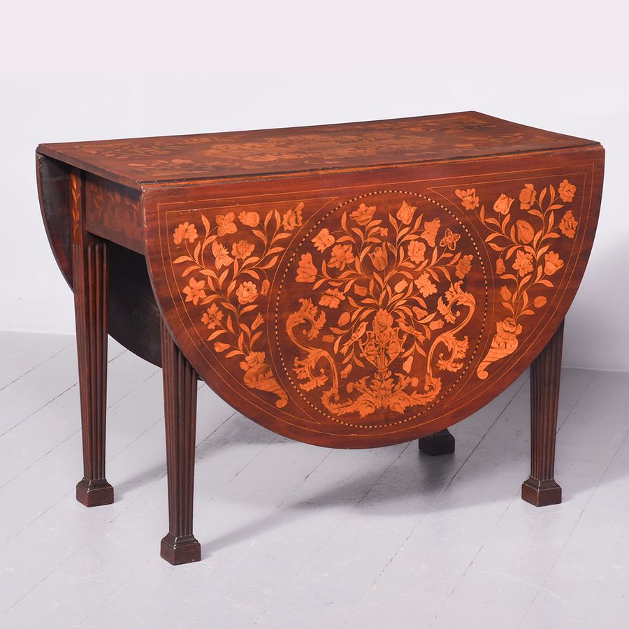 Dutch Marquetry Drop-Leaf Dining Table