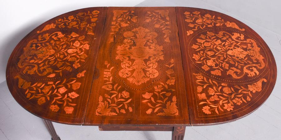 Antique Dutch Marquetry Drop-Leaf Dining Table