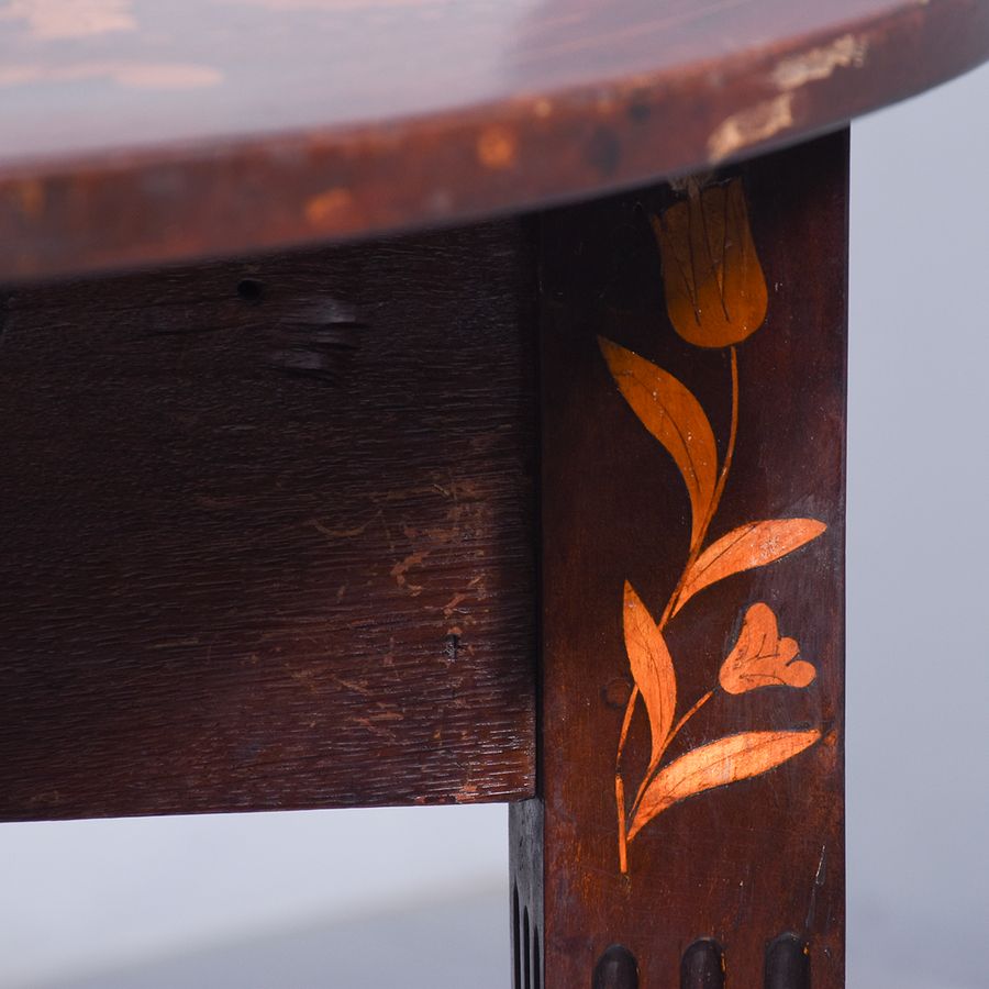 Antique Dutch Marquetry Drop-Leaf Dining Table