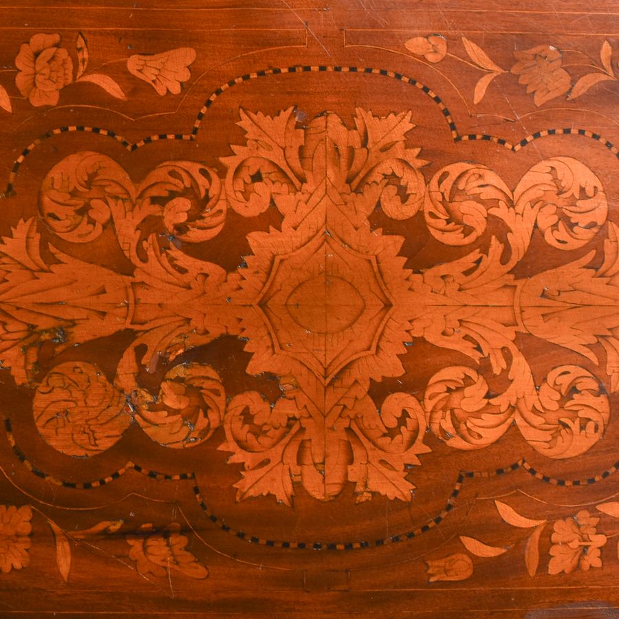 Antique Dutch Marquetry Drop-Leaf Dining Table