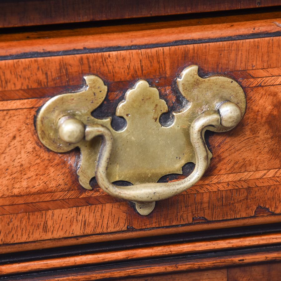 Antique Early Georgian-Style Figured Walnut, Freestanding Kneehole Writing Desk