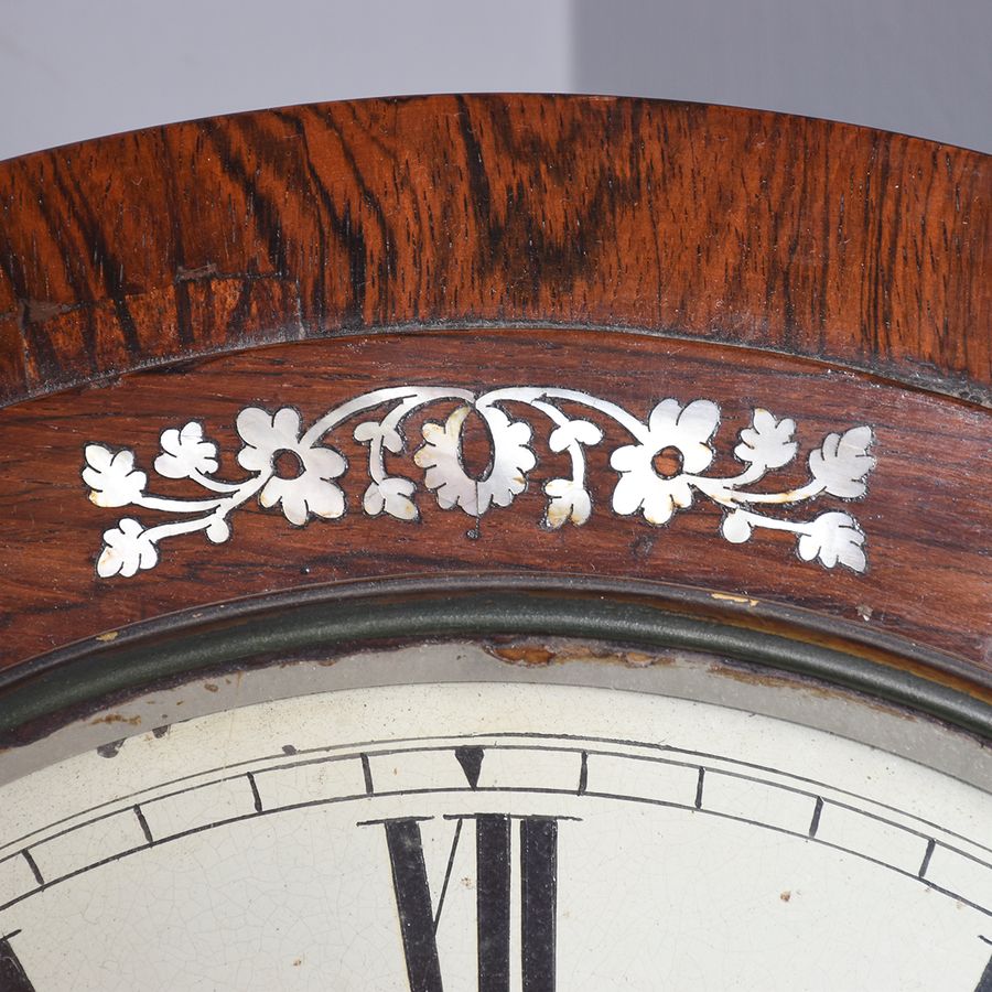 Antique George IV Rosewood Drop-Dial Fusee Wall Clock