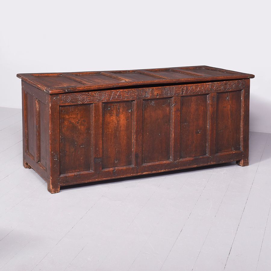 Large George I Panelled Oak Coffer