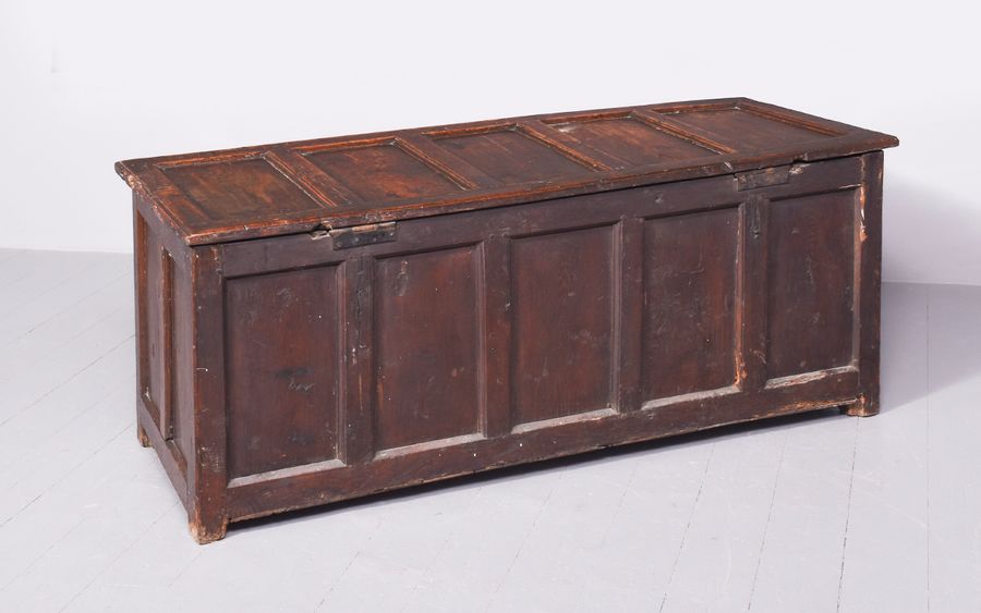 Antique Large George I Panelled Oak Coffer