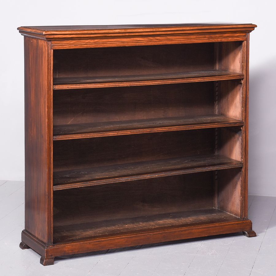 Antique Edwardian Oak Open Bookcase