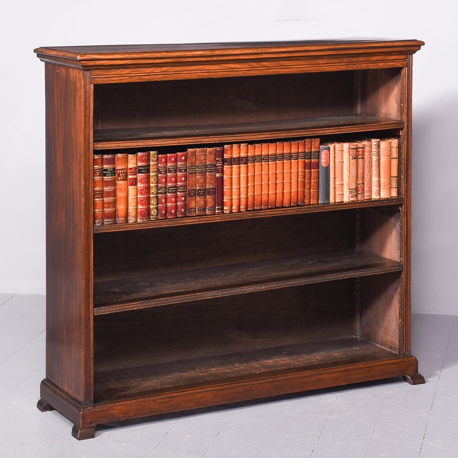 Antique Edwardian Oak Open Bookcase