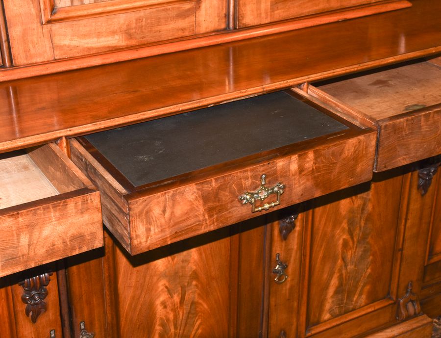 Antique Quality 5-Door Victorian Mahogany Cabinet Bookcase