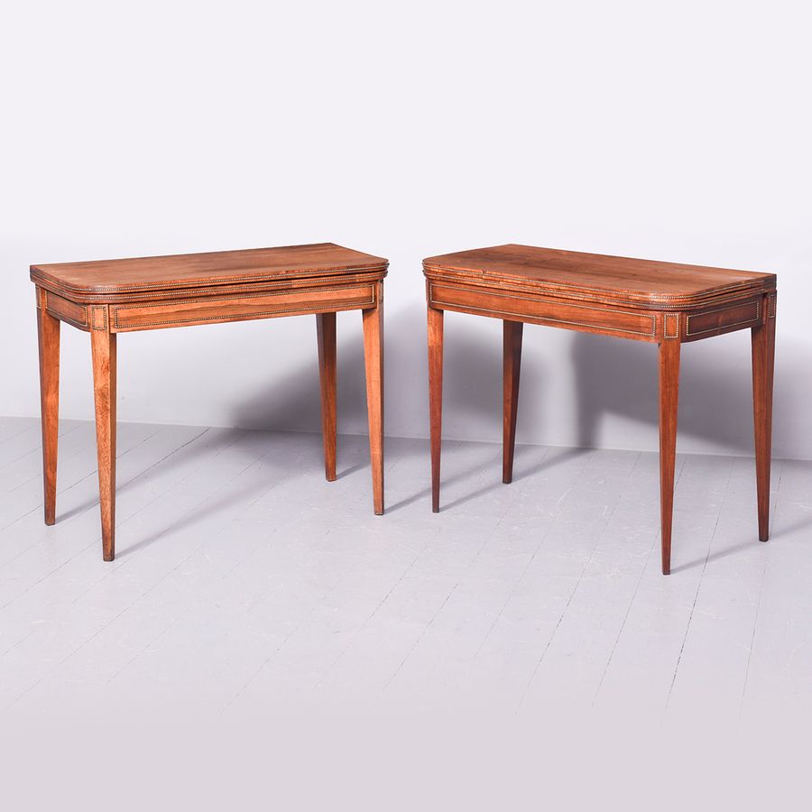 Pair of George III Rosewood and Brass Mounted Card Tables