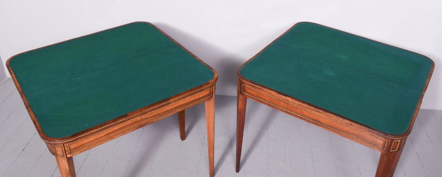 Antique Pair of George III Rosewood and Brass Mounted Card Tables