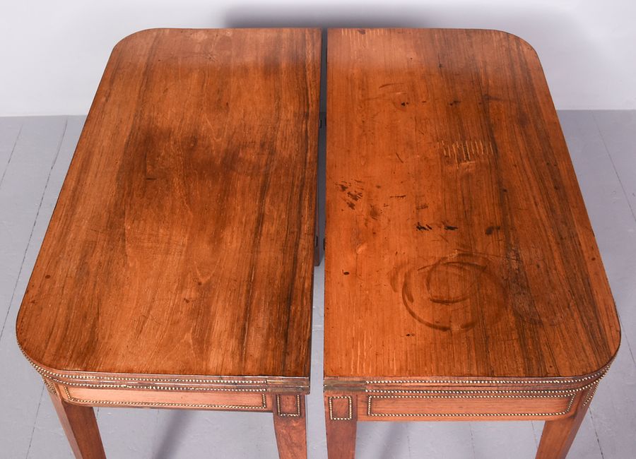 Antique Pair of George III Rosewood and Brass Mounted Card Tables