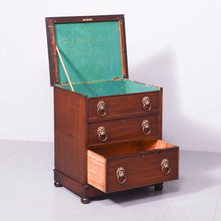 Antique William IV Neat-Sized Mahogany Cellarette in The Form of a Chest of Drawers