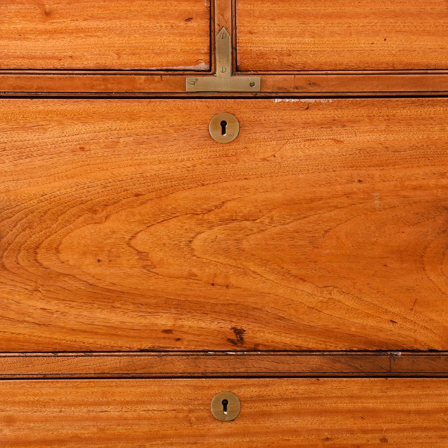 Antique A Solid Camphour Wood and Brass Bound Campaign Chest