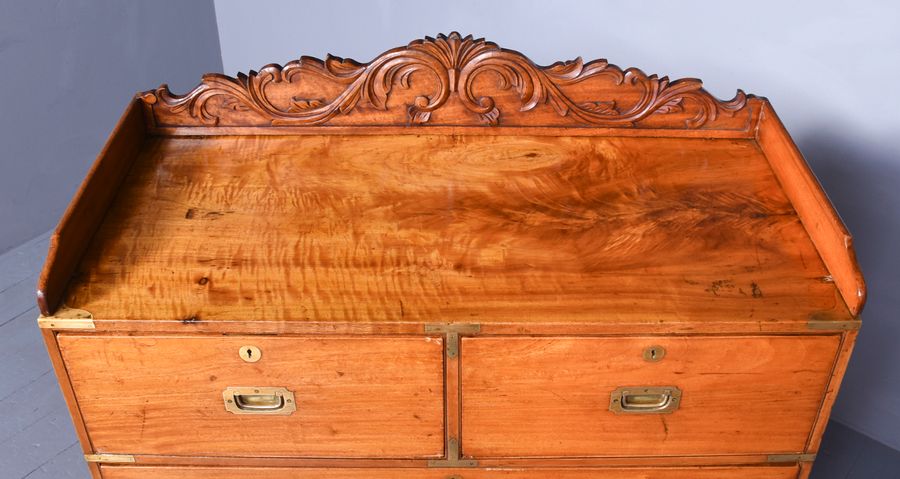 Antique A Solid Camphour Wood and Brass Bound Campaign Chest