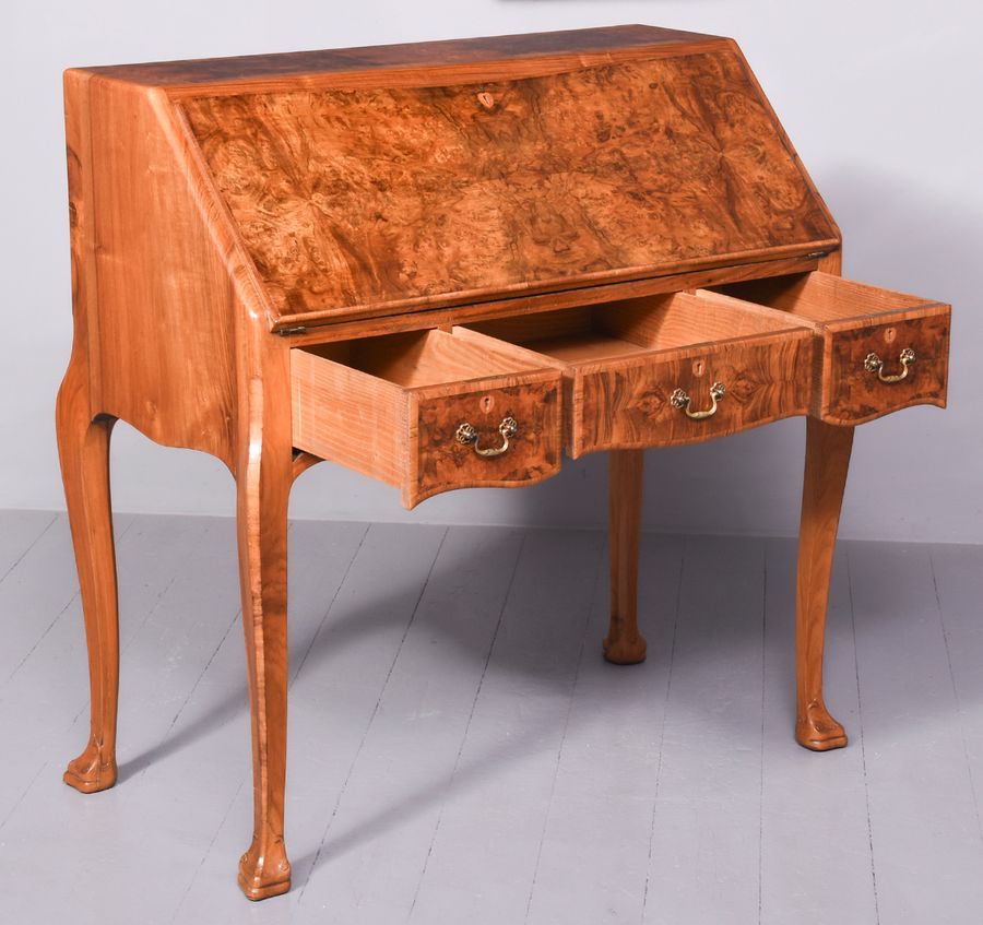 Antique Burr-Walnut Bureau by Whytock & Reid of Edinburgh