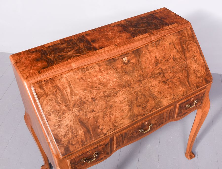 Antique Burr-Walnut Bureau by Whytock & Reid of Edinburgh