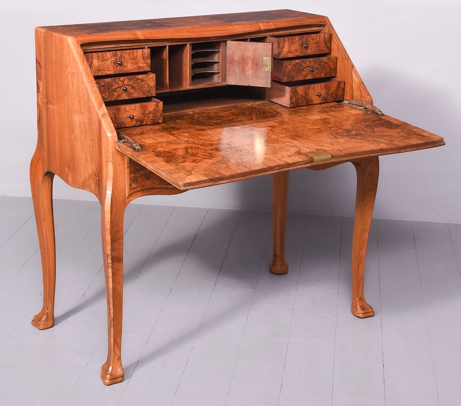 Antique Burr-Walnut Bureau by Whytock & Reid of Edinburgh