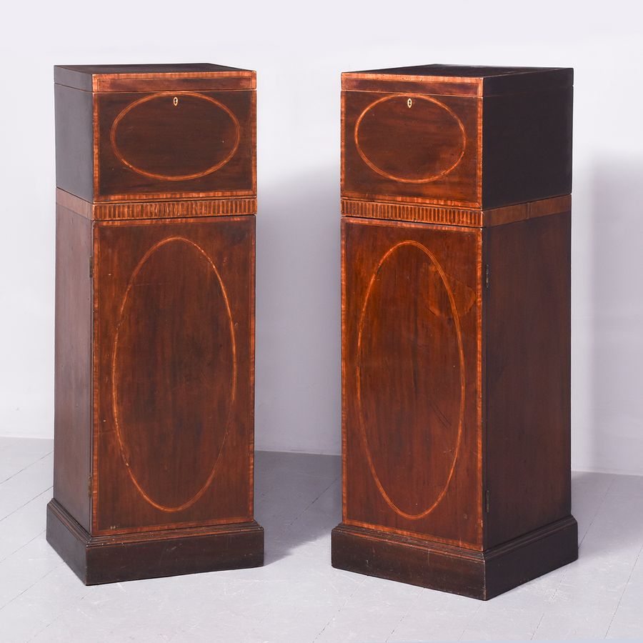 Pair of George III Inlaid Mahogany Dining Room Pedestals