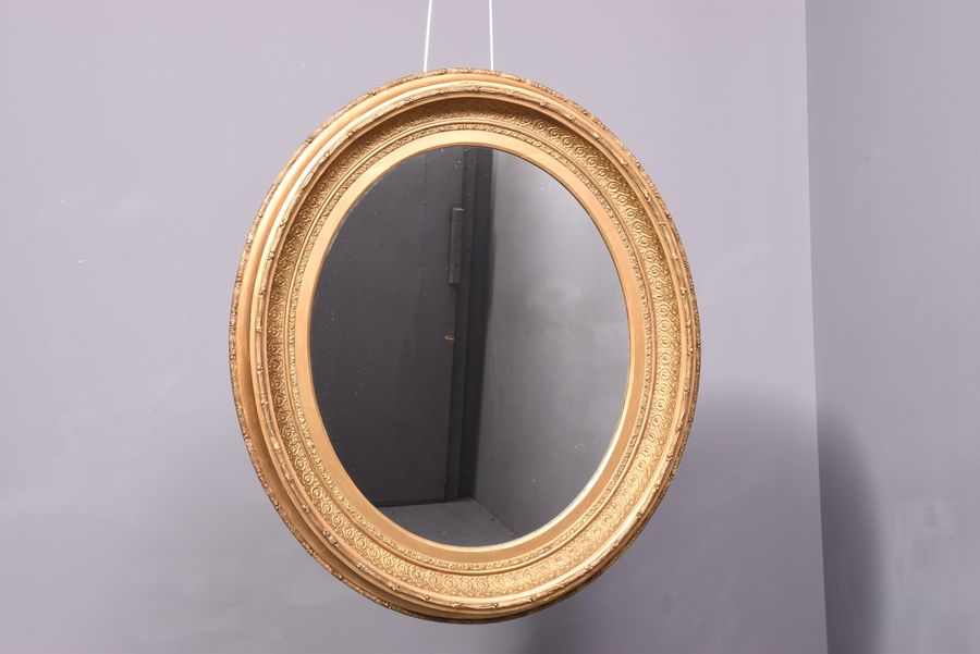 Antique Pair of Victorian Oval Gilded Mirrors