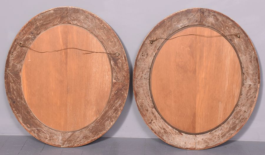 Antique Pair of Victorian Oval Gilded Mirrors