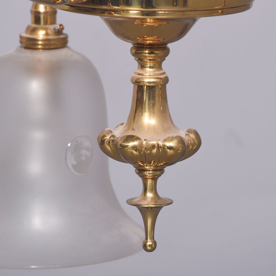 Antique Edwardian Brass Rise & Fall Light Fitting