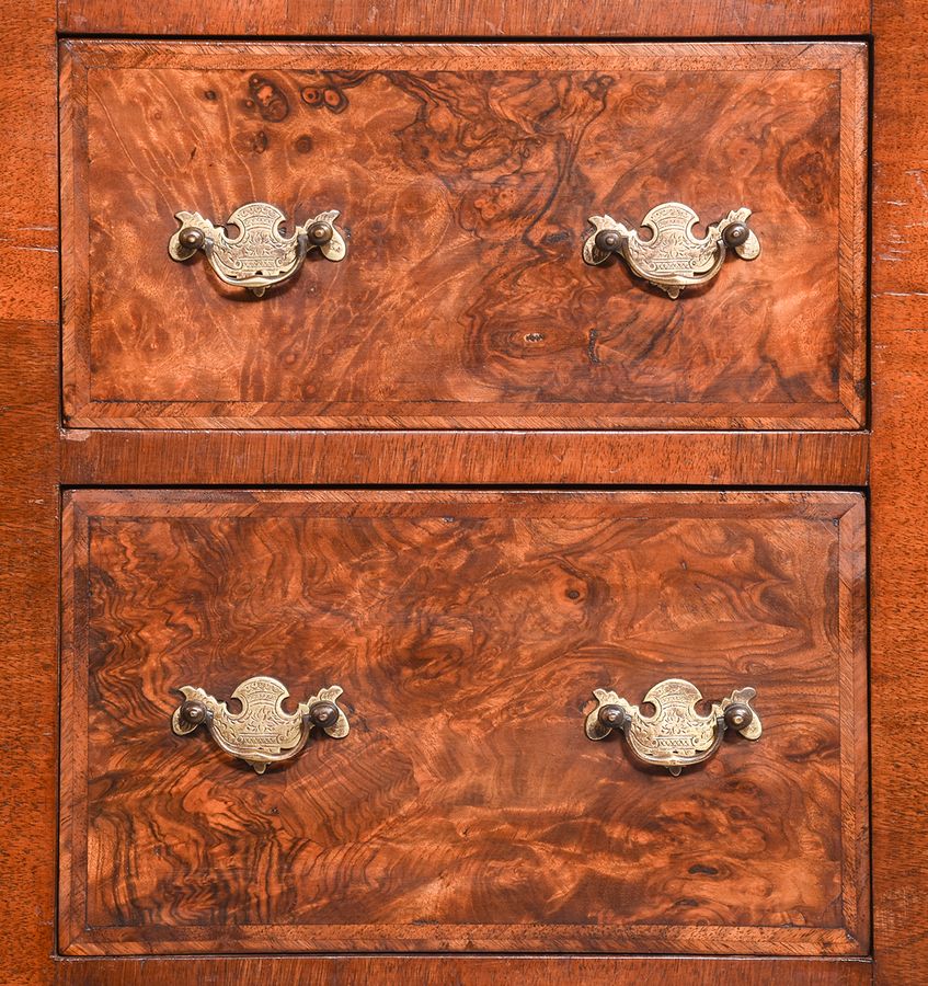 Antique Pair of Mid-Victorian Inlaid Burr Walnut Small Chests/Lockers with Chamfered Corners