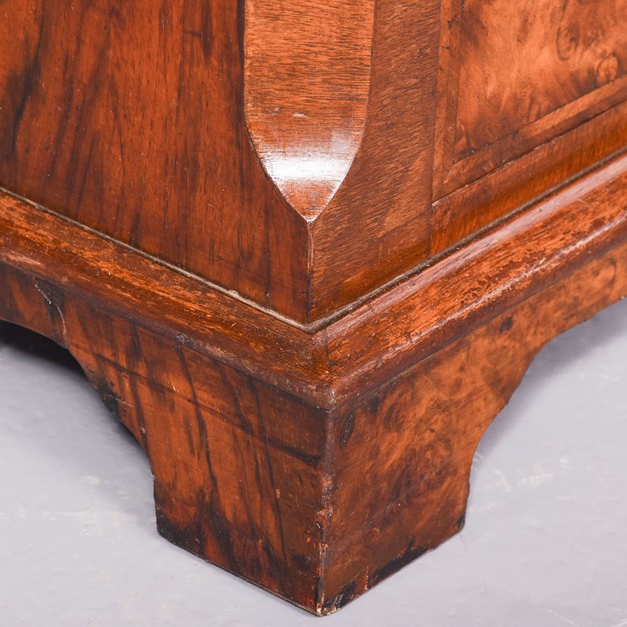 Antique Pair of Mid-Victorian Inlaid Burr Walnut Small Chests/Lockers with Chamfered Corners