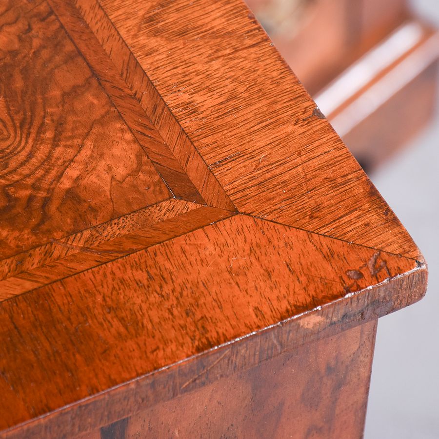 Antique Pair of Mid-Victorian Inlaid Burr Walnut Small Chests/Lockers with Chamfered Corners