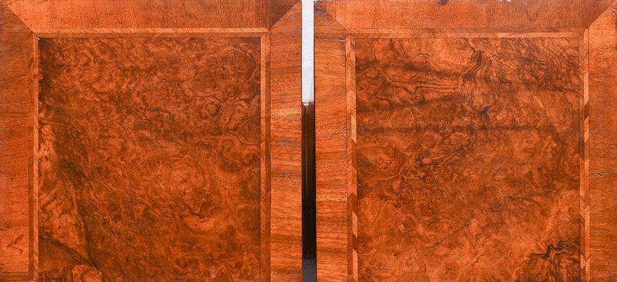 Antique Pair of Mid-Victorian Inlaid Burr Walnut Small Chests/Lockers with Chamfered Corners