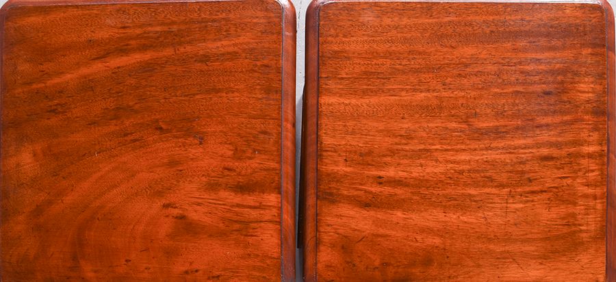 Antique Pair of Mid-Victorian Neat-Sized Figured Mahogany Bedside Lockers