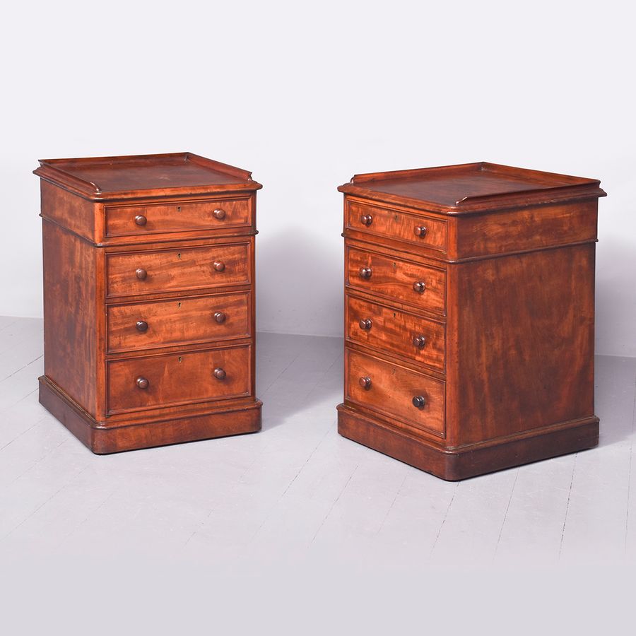 Superb Pair of Mid-Victorian Small Mahogany Chests/Lockers in Flame Spanish Mahogany