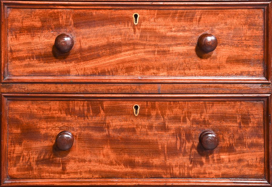 Antique Superb Pair of Mid-Victorian Small Mahogany Chests/Lockers in Flame Spanish Mahogany